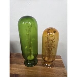 Vintage MCM MID CENTURY MODERN Dansk Japan Amber & Green Glass Torpedo Canister